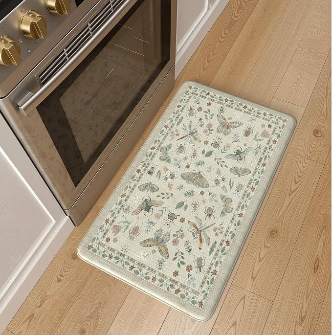 LEEVAN Anti Fatigue Mats for Kitchen Floor Non-Slip, Cushioned Kitchen Mats for Floor 20''x31'', Tan Memory Foam Kitchen Mat Set, Waterproof Ergonomic Standing Mat for Bar, Office,Desk, Laundry