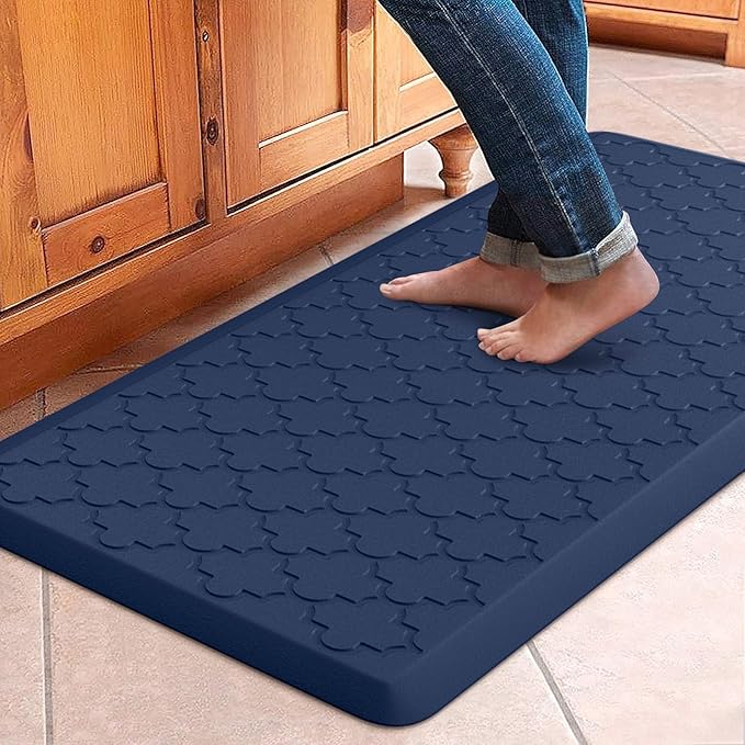 WISELIFE Kitchen Mat Cushioned Anti Fatigue Floor Mat,17.3"x39",Thick Non Slip Water Resistant Kitchen Rugs and Mats,Heavy Duty PVC Foam Standing Mat for Kitchen,Floor,Home,Desk,Sink,Laundry,Blue