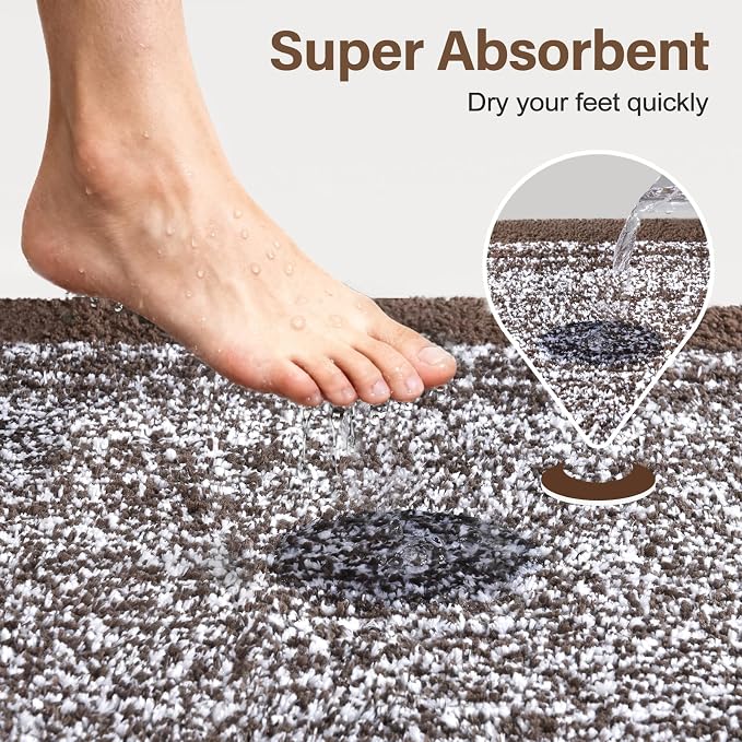 48x32 Large Bathroom Rugs Washable Non Slip, Brown Bath Mat for Bathroom Floor Tub, Soft Absorbent Quick Dry Mats for Shower, Bathtub,Home Decor