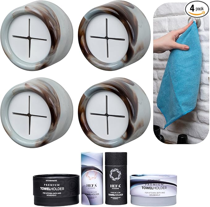 HEFA Kitchen Towel Holder, Towel Hooks, Dish Towel Holder, Organization, Bathroom Accesories, Kitchen Towel Hook, Gift, Kitchen Gadgets 4 Pack