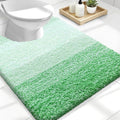 OLANLY Luxury Toilet Rugs U-Shaped 24x20, Extra Soft and Absorbent Microfiber Bathroom Rugs, Non-Slip Plush Shaggy Bath Mat, Machine Wash Dry, Contour Bathroom Mats for Toilet Base, Green