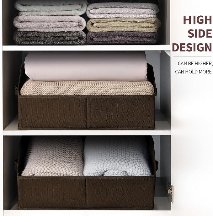 Homsorout Trapezoid Closet Storage Bins - Large Fabric Baskets for Organizing, Storage Baskets for Shelves, Cube Organizer Bins for Home, Closet, Dorm, 6 Pack, Brown