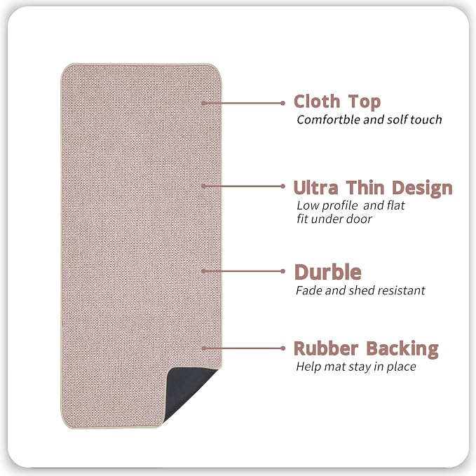 Bosap Bath Mat,Ultra Thin Bathroom Runner Rugs,Large Bath Mats for Bathroom,Quick Dry,Non-Slip,Machine Washable,Low Pile,Bath Rug,Shower Outside,Sink,Home Decor Accessories.Beige,3'x6'(36x72inch)