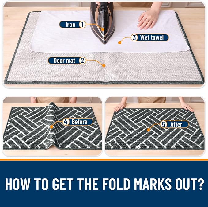 OLANLY Indoor Door Mat, 36x24 Inch, Dirt Resistant and Absorbent, Non-Slip Rubber Backing Floor Mats, Easy Clean Low-Profile Doormat for Entryway, Front Door, and Inside Entrance, Charcoal