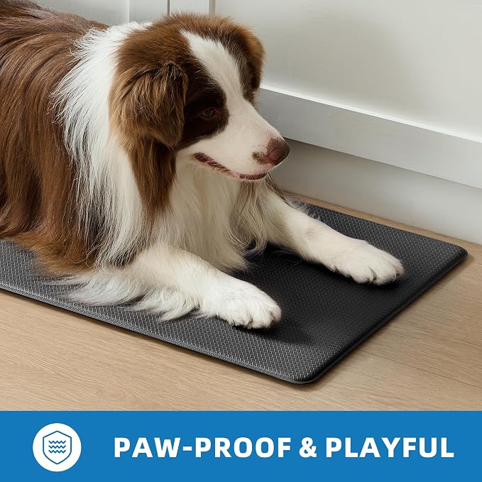 Kitchen Mats for Floor 2 piece - 17"x29"+17"x59" Anti Fatigue Mats for Kitchen Floor - Non Slip Cushioned Rugs for Standing - Black