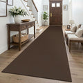 KOZYFLY 3x16 Runners Rugs for Hallway, Extra Long Washable Runner Rug, Non Slip Rubber Backed Kitchen Runner, Cotton Entryway Rug, Floor Carpet for Entry, Aisle, Hall, Brown/Dark Brown