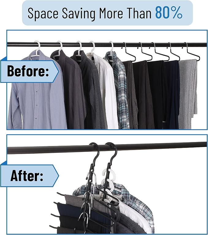 Mr. Pen- Space Saving Hangers, 8 pcs, 360° Rotating Hooks, Magic Cascading Hanger Organizer with 5 Enclosed Slots, Closet Organizers and Storage for Clothes, College Dorm Room Essentials