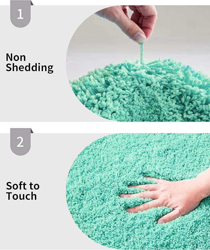 Disolla Mint Green Bathroom Rug 17x24 - Non-Slip Plush Small Bath Mat, Highly Absorbent & Ultra Soft Fluffy Floor Mat, Machine Washable for Shower and Tub