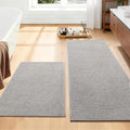 YIHOUSE Gray Bathroom Rugs Sets 2 Piece, Quick Dry Thin Bath Mat, Non Slip Absorbent Machine Washable, Bath Runner Rug for Bathtub Sink Home Decor (17"x24" + 17"x47")