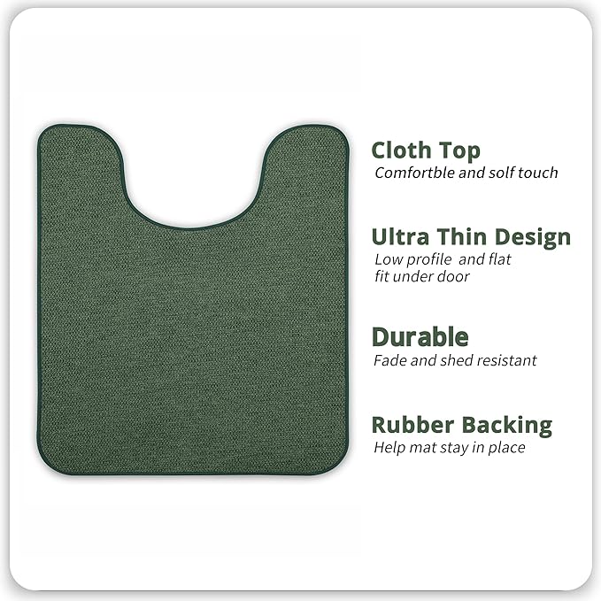 Bosap Toilet Rugs U Shaped Bathroom Rug,Machine Washable Non Slip Quick Dry Super Absorbent Ultra Thin Toilet Mats for Bathroom Toilet.Green,1'8"x2'(20x24inch)