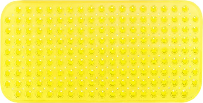 Large Non-Slip Bathtub & Shower Mat 31”x16” (Smooth/Non-Textured Tubs Only) Safe, Clean, Machine-Washable, Superior Grip&Drainage, Vinyl, Transparent Light Yellow