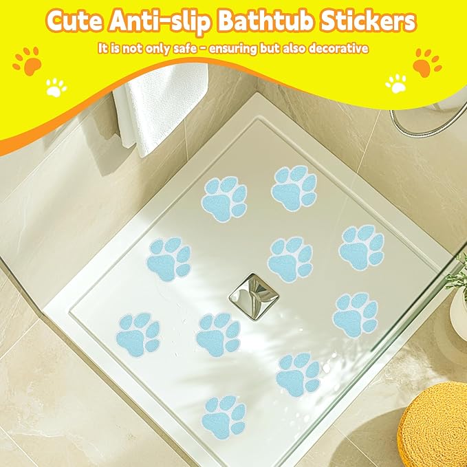Secopad Non-Slip Bathtub Stickers, 20 Large PCS Safety Bathroom Tubs Showers Treads Adhesive Decals with Premium Scraper (Blue)