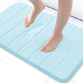 Buganda Memory Foam Bath Mat, 24" x 16", Ultra Soft and Non-Slip Bathroom Rugs, Water Absorbent and Machine Washable Bath Rug for Bathroom, Shower, and Tub, Light Blue