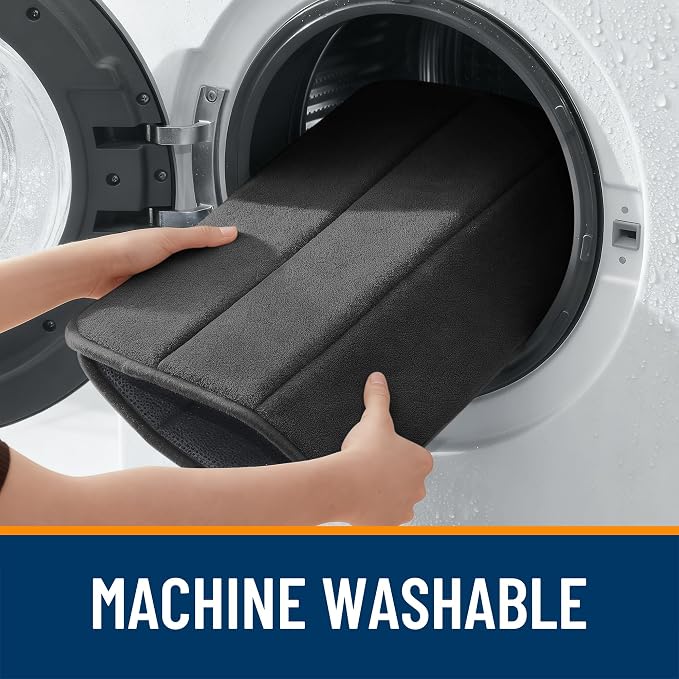 OLANLY Memory Foam Bath Mat 44x24, Super Soft Absorbent Bathroom Rugs, Quick Dry, Machine Washable Shower Floor Rugs, Bathmat Carpet, Bathroom Home Decor Accessories, Black