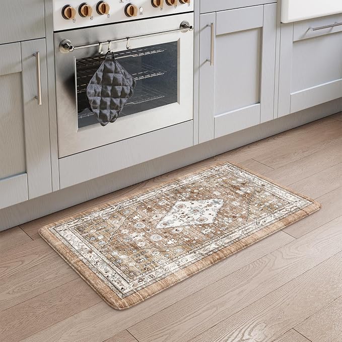 Collive Anti Fatigue Mats for Kitchen Floor, Boho Cushioned Waterproof Kitchen Rugs Non Slip Sink Mats, Memory Foam Standing Mat for Desk, Home Office, 17.3" x 30"