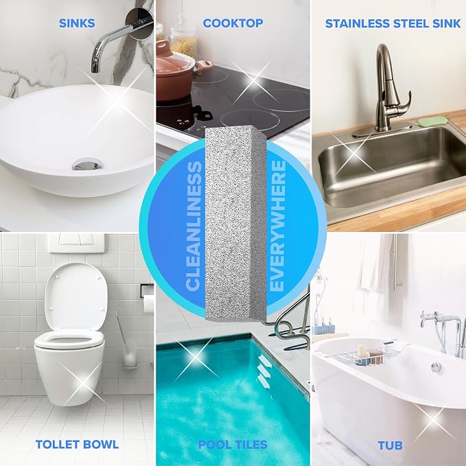 DISIWENE Pumice Cleaning Stone with Handle Toilet Bowl Cleaner Hard Water Ring Remover for Bath/Pool/Kitchen/Household Cleaning (14, 14 Pack (No Handle))