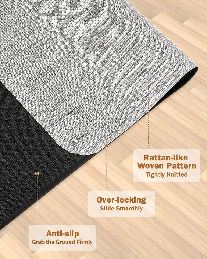 Blvornl Office Chair Mat for Hardwood Floor, 45"*53.1" Desk Computer Chair Mat for Hard Wood, Large Anti-Slip Hard Floor Protector Rolling Chair Mat, PVC Mat Desk Rug for Office and Home Silver Grey