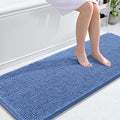 OLANLY Bathroom Runner Rugs 59x24, Soft Absorbent Chenille Bath Rugs, Rubber Backing Quick Dry, Machine Washable Long Bath Mats for Bathroom, Tub and Shower, Home Decor Accessories, Cornflower Blue