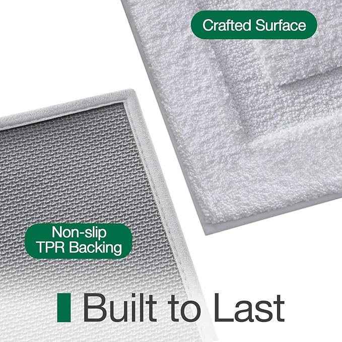 LUMI Extra Large Ultra Soft Bathroom Rugs Non Slip with Rubber Backing, Absorbent Washable Bath Mat Quick Dry, Upgraded Premium Microfiber Plush Carpet for Bathtub and Shower Floor, White, 24x60