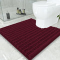 Smiry Bathroom Toilet Rugs U Shaped 24x24, Extra Soft Absorbent Non Slip Rubber Backing Chenille Contour Bath Rugs for Toilet, Machine Washable Contoured Bath Mats, Burgundy