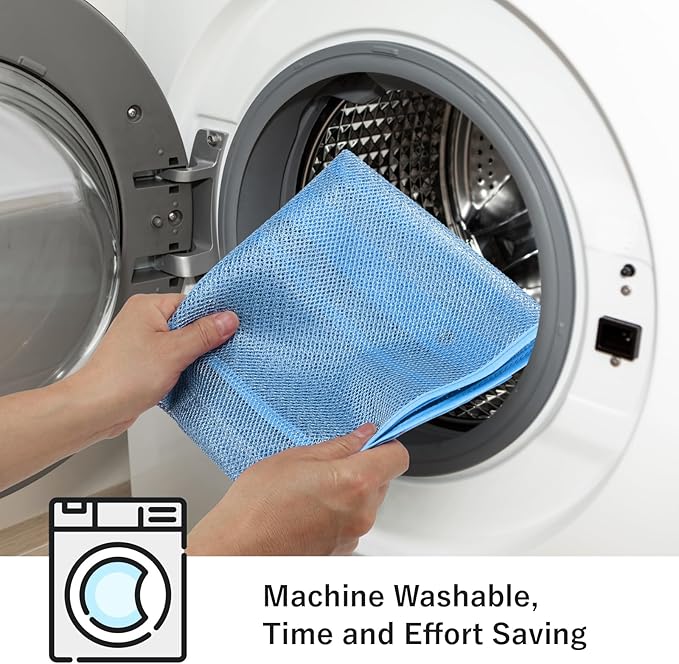 F-color Cruise Essentials 2026 - Mesh Shower Organizer Hanging with 7 Pockets for RV Gym Camping, Quick-Dry Portable Toiletry Bag with Metal Hooks for Bathroom Travel Toiletries, Blue+Blue