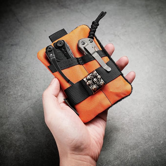 VIPERADE VE15 Small EDC Pouch, Pocket Organizer, EDC Pocket Pouch with DIY Patches Area, EDC Pocket Organizer Wallet for Cards, Small Tool Pouch for EDC Gears