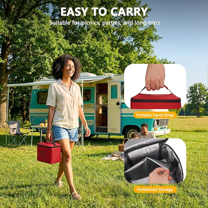 Lord Eagle 9-Speed Digital Hand Mixer Electric Handheld, 500W DC Motor Kitchen Mixer for Cake Baking, Lightweight Egg Beaters with Stain-resistant & Waterproof Storage Bag & 6 Accessories, Red
