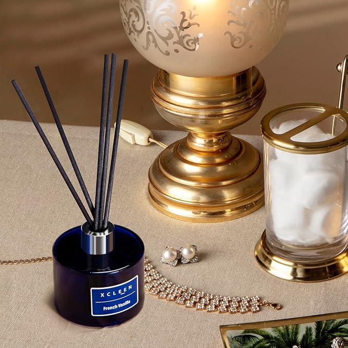 Xcleen Reed Diffuser Set, 6.7Oz French Vanilla Scented Oil Diffuser for Home & Office Decor, Air Freshener for Anyroom