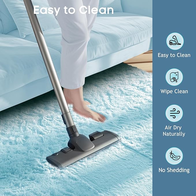 Ophanie Light Blue Rug, Boys 4x6 Rugs for Bedroom Carpet Nursery Aesthetic, Kids Playroom Area Rugs for Girls Teen Home Decor, Fluffy Shag Bedside Floor Living Room Carpets