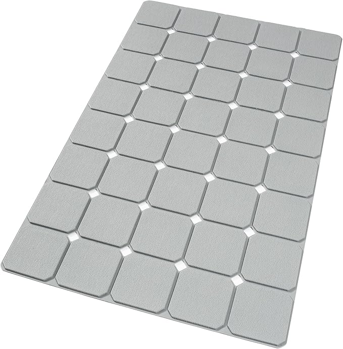 Bath Mat for Textured Tub: Silicone Bathtub Mat Foldable Shower Mat Non Slip Tub Mat No Suction Cups 28 X 17.7Inch - Grey
