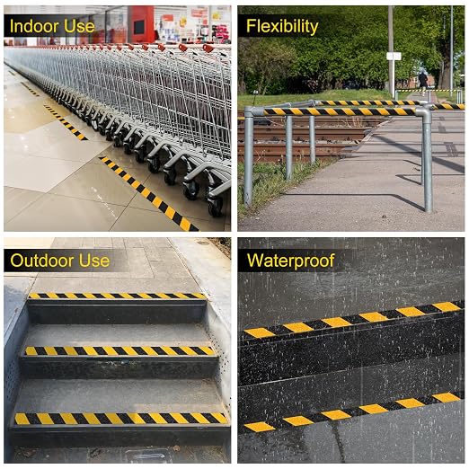 Anti Slip Tape Yellow/Black 2 Inch x 33 Ft, Non Slip Waterproof Safety Grip Adhesive Traction Warning Tape for Steps, Stair Treads and Ramps, Indoor & Outdoor Use