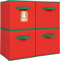STORAGE MANIAC Storage Cubes, 11 Inch Durable 4 Pack Storage Shelf Basket for Christmas, Fabric Foldable Collapsible Bins with Handles for Organization, Closet, Shelves, Offices, Red