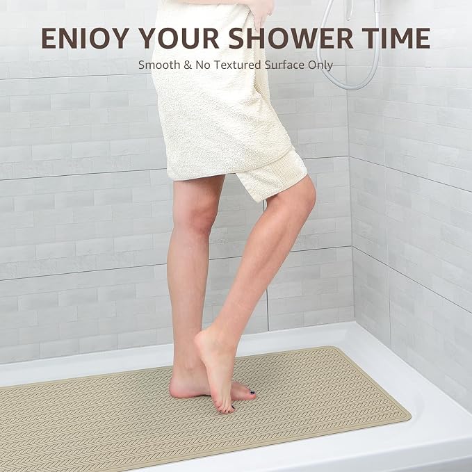 OTHWAY Bathtub Mat Non Slip, Extra Long Rubber Bath Mat for Tub, Machine Washable Shower Anti Slip Mat with 332 Strong Suction Cups (Brown, 36" x 17")