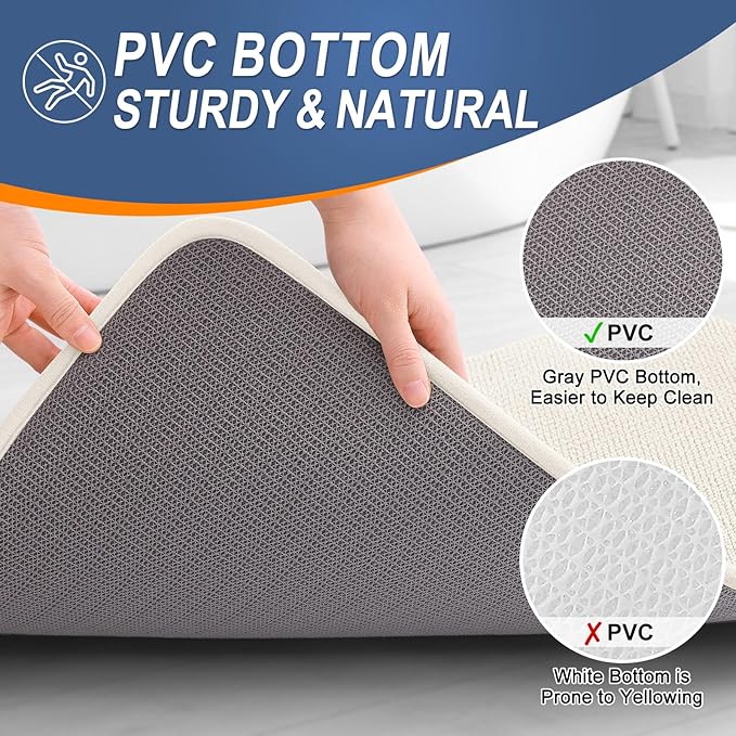 OLANLY Toilet Rugs U-Shaped 24x20, Extra Soft Absorbent Thick Memory Foam Contour Bathroom Rugs, Dry Quickly, Machine Washable, Non-Slip Toilet Bath Mat, Home Decor Accessories, Ivory