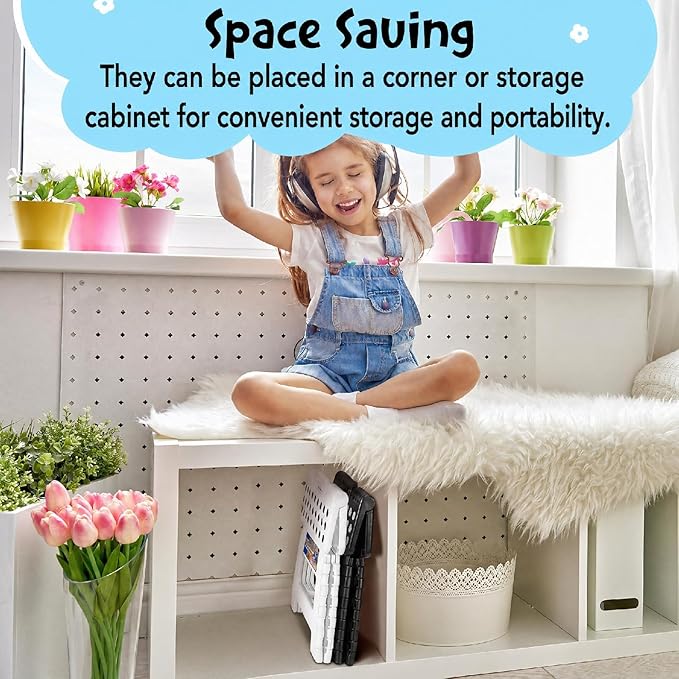 ACKO Folding Step Stool 9 Inch 300 lb Capacity, Plastic Foldable Step Stools for Kids and Adults, Folding Stools Suitable for Kitchen, Stepping Stool with Handle White 1PC