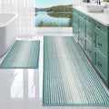 BSICPRO Bathroom Rugs and Mats Sets, 2 Piece Thick Absorbent Chenille Bath Mat Rug Set Non Slip, Soft Shaggy Bath Room Floor Mats for Bathroom, Machine Washable (Aqua Green, 24" x 70" Plus 20" x 32")