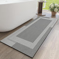 YDKGL Non Slip Long Bathroom Runner Rug Bath Mat, Rubber Backing Ultra Thin Bathroom Rugs Fit Under Door Quick Dry Super Absorbent Washable Shower Mat for Bathtub Sink Floor, Grey 17"x59"