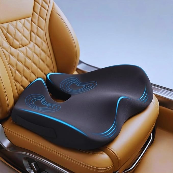 SitCushion Car Seat Cushion for Long Driving – X Large Memory Foam Seat Cushion for Sciatica & Tailbone Pain Relief, Orthopedic Coccyx Cushion with Non-Slip Bottom, Back Pillow for Car, Truck (Gray)