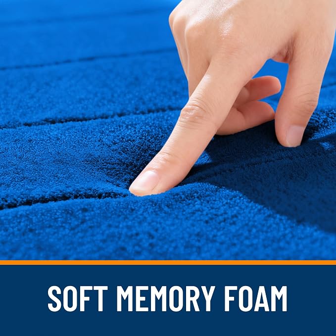 OLANLY Memory Foam Long Bathroom Rugs Runner 59x20, Super Soft Absorbent Bath Mat, Quick Dry, Machine Washable Shower Floor Rugs, Bathmat Carpet, Bathroom Home Decor Accessories, Royal Blue