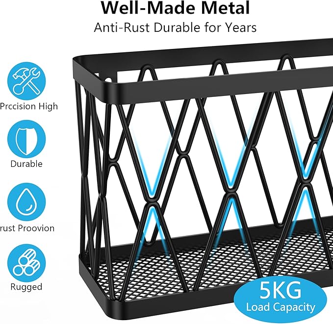 YIGII Kitchen Cabinet Organizer, 4 Pack Over Cabinet Door Organizer with 2 Baskets & 2 Lid Holders, Inside Cabinet Food Container/Tumbler Lid Storage, Pot Lid Holders, Black