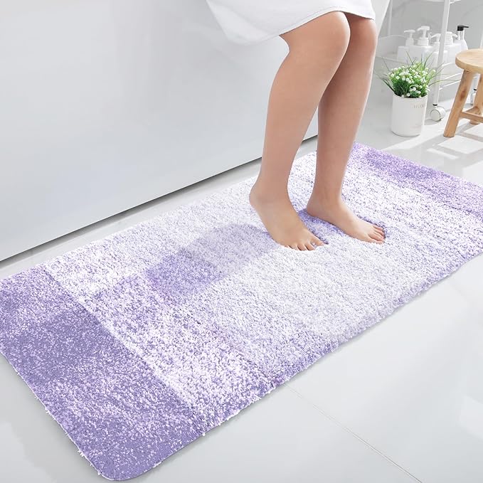 OLANLY Large Bathroom Rugs Mat 45x27, Extra Soft Absorbent Microfiber Bath Rug, Rubber Backing, Quick Dry, Washable Bath Mats for Bathroom Floor, Tub and Shower, Home Decor Accessories, Light Purple