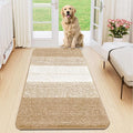Smiry Dog Door Mat for Muddy Paws, Absorbs Moisture and Dirt, Low-Profile Entryway Mat with Non-Slip Backing, Entry Indoor Outdoor Doormat for Inside Floor (47x24 Inches, Beige, Striped)