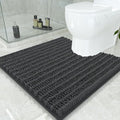 Smiry Bathroom Toilet Rugs U Shaped 24x24, Extra Soft Absorbent Non Slip Rubber Backing Chenille Contour Bath Rugs for Toilet, Machine Washable Contoured Bath Mats, Dark Grey