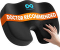 Everlasting Comfort Doctor Recommended Memory Foam Seat Cushion for Office Chairs & Car - Ergonomic Office Desk Accessories - Cushions for Tailbone Pain Relief, Sciatica (Black, Large)