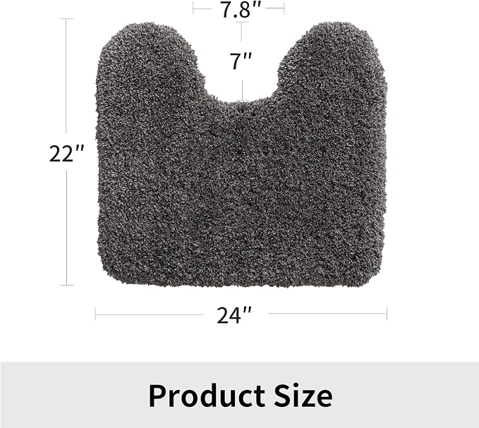 Disolla Toilet Mat 22x24 - Non Slip Fluffy U-Shaped Contour Rug, Ultra-Soft Plush Toilet Floor Mat, Absorbent & Machine Washable, Dark Grey