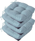 IASEAHK Chair Cushions for Dining Chairs, Seat Cushions for Kitchen Chairs, Indoor Seat Cushions with Ties, Tufted Foam Chair Pads, Non Slip Chair Cushions Set of 4, 15.5" x 15.5" x 4", Light Blue