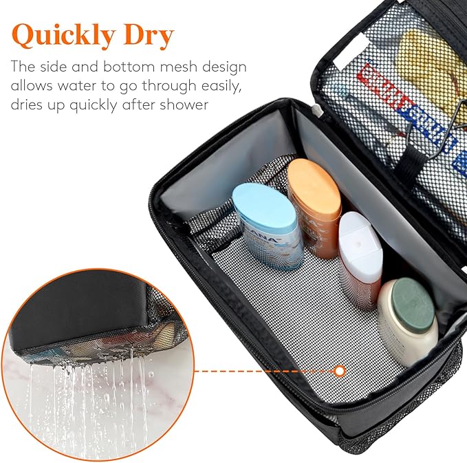 Lifewit Shower Bag Mesh Shower Caddy Portable College Dorm Room Essentials Tote Bag for Bathroom, Gym, Travel, Camping Quick Dry Hanging Shower Organizer Basket Toiletry Bag, Medium, Black