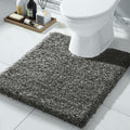 Yimobra Toilet Rugs U Shaped 24X20, Ultra Soft and Water Absorbent Bath Mats, Non Slip Fluffy Luxury Microfiber Contour Bath Rugs for Toilet, Dry Quick, Machine Washable, Light Gray and Black Gray