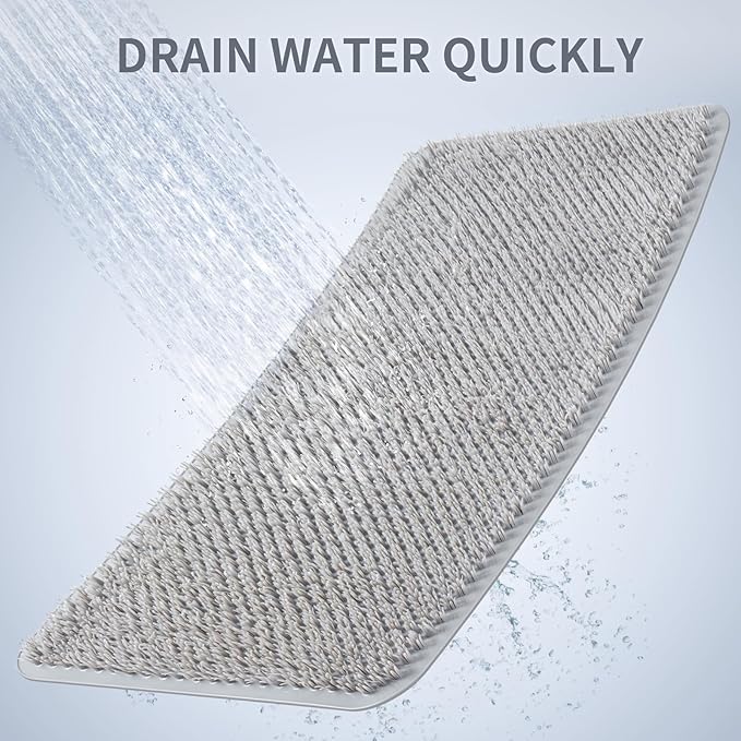 Yolife Shower Foot Scrubber Mat, Anti-Slip Bath Mat with Scrub Bristles, Soft Shower Foot Massager with Strong Suction Cups for Soothe Achy Feet, 25.6" x 13.4"