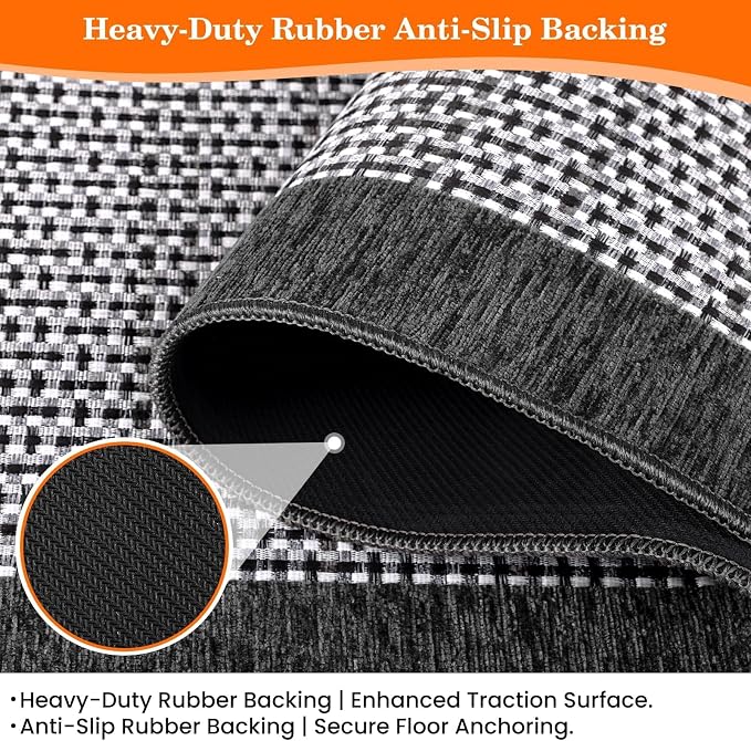StepRite Kitchen Rugs, Kitchen Mats for Floor, 96"x24" Non-Slip Machine-Washable Kitchen Throw Rug, Absorbent Runner Rugs Office, Sink Standing Desk Mat, Decor Carpet, Grey